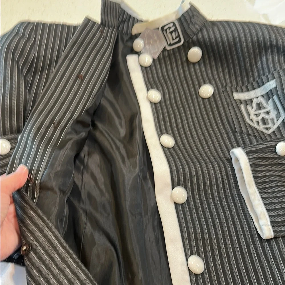 ANIME  BLAZER . BLACK & WHITE STRIPED FINE QUALITY FABRIC EUC